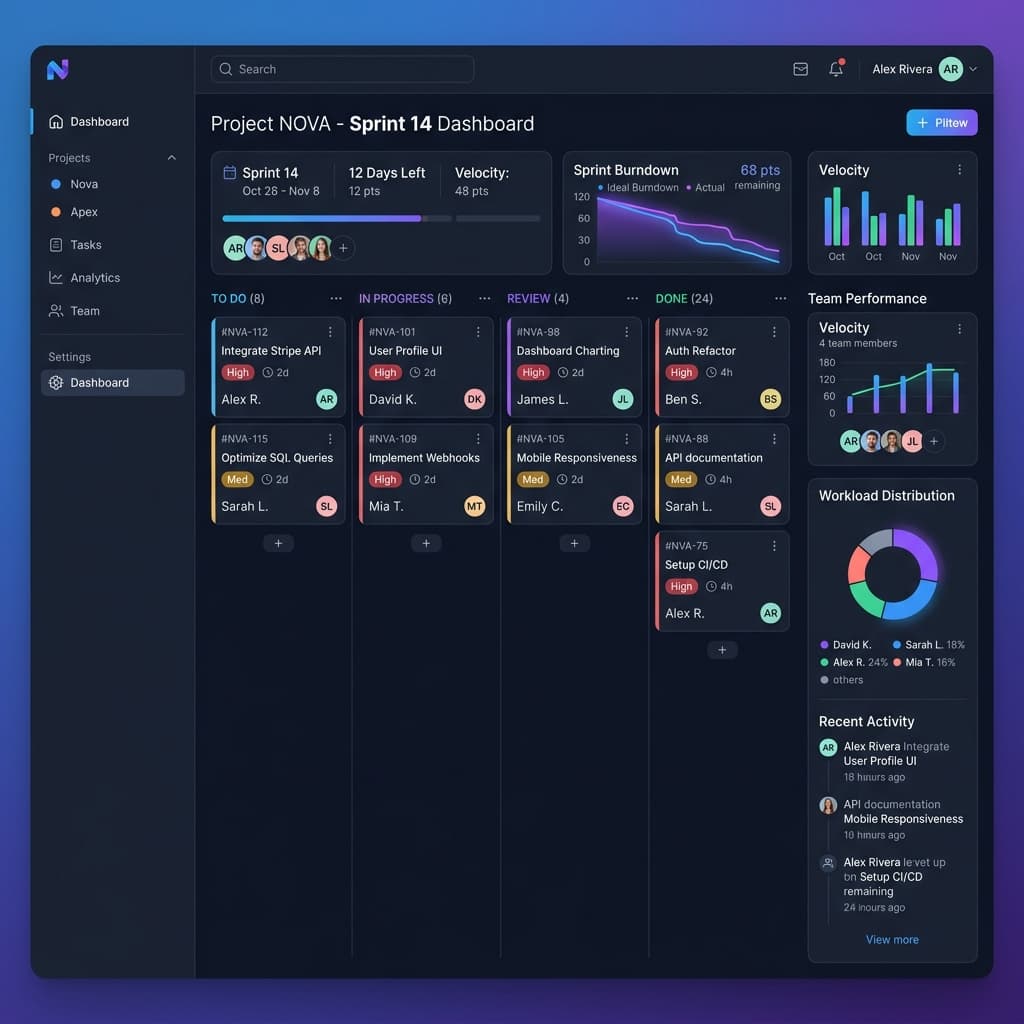 Scrum Management Dashboard